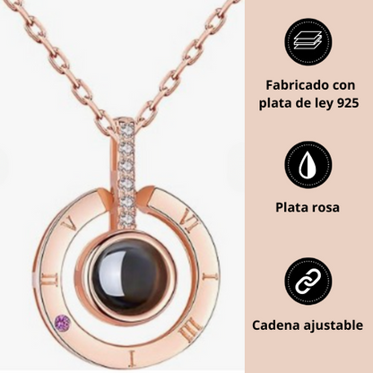 Silver LoveV™ - Collar con proyección de "te quiero" en 100 idiomas