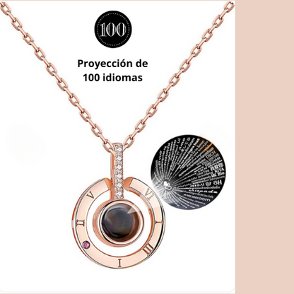 Silver LoveV™ - Collar con proyección de "te quiero" en 100 idiomas